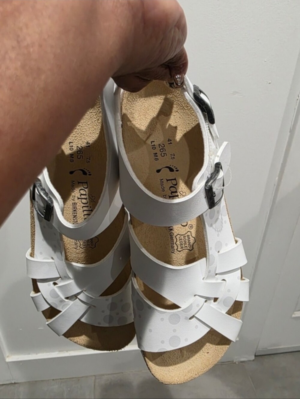 Birkenstock Papillio Ellen pearly white sandals with a strap